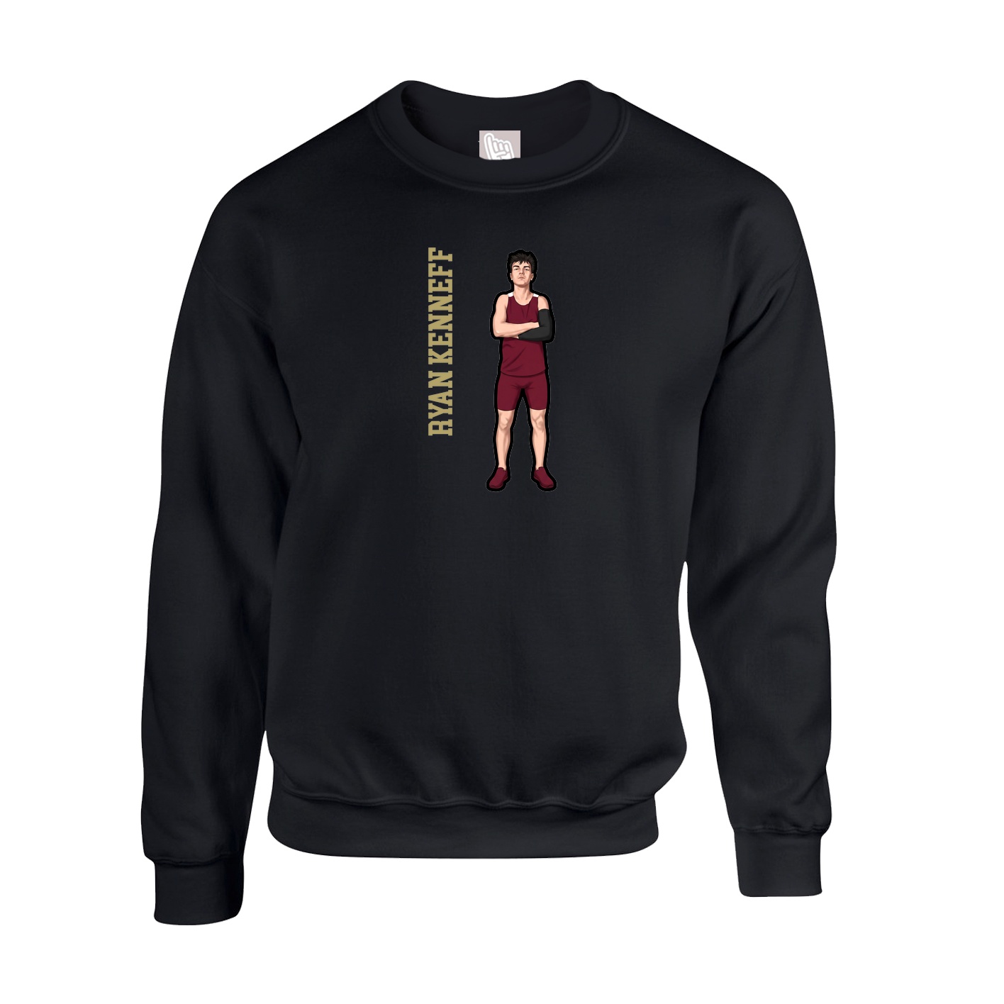 Fleece Crew — Name Vertical in Black
