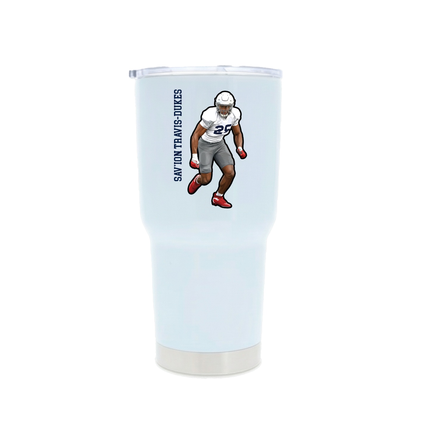 30oz Stainless Steel Tumbler — Name Vertical in White