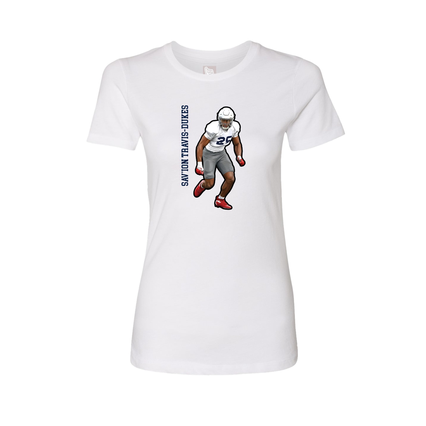 Fitted Women's Tee — Name Vertical in White