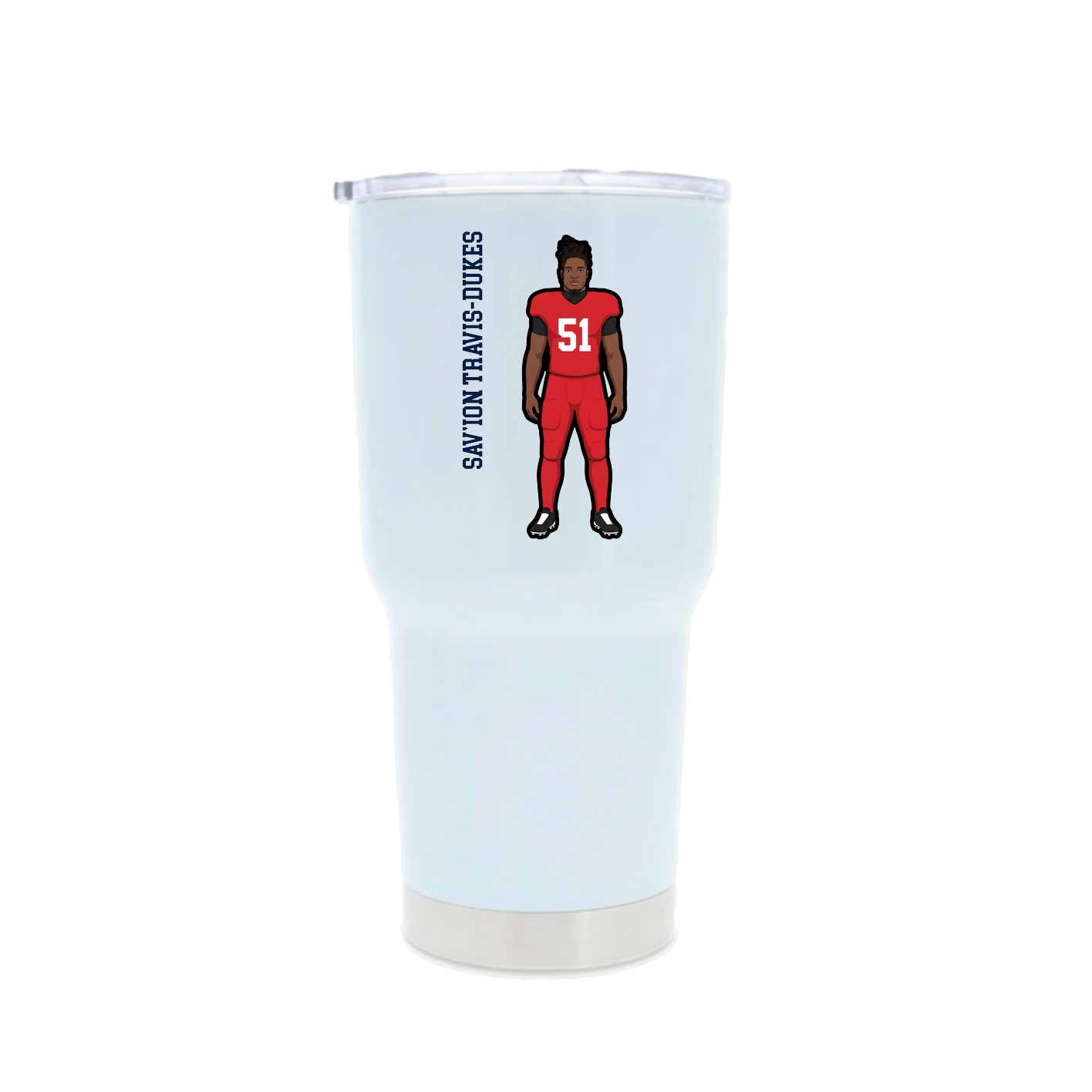 30oz Stainless Steel Tumbler — Name Vertical in White