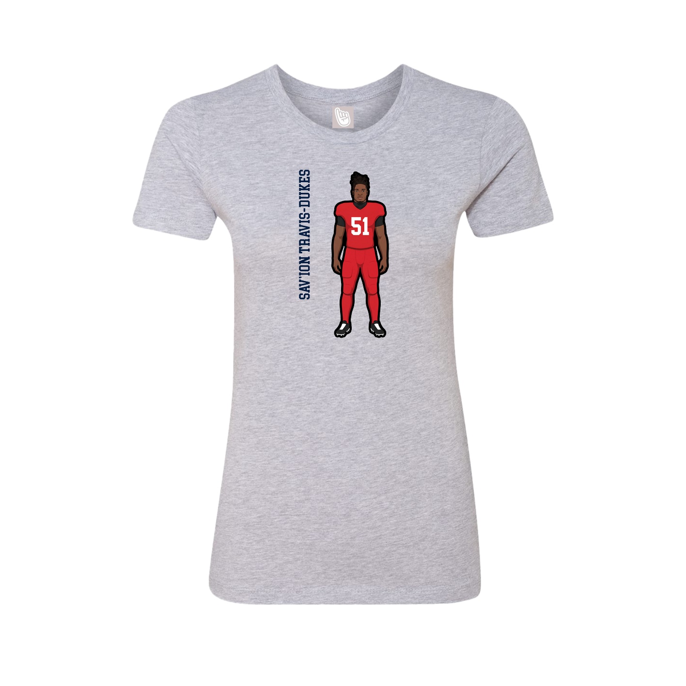Fitted Women's Tee — Name Vertical in Grey