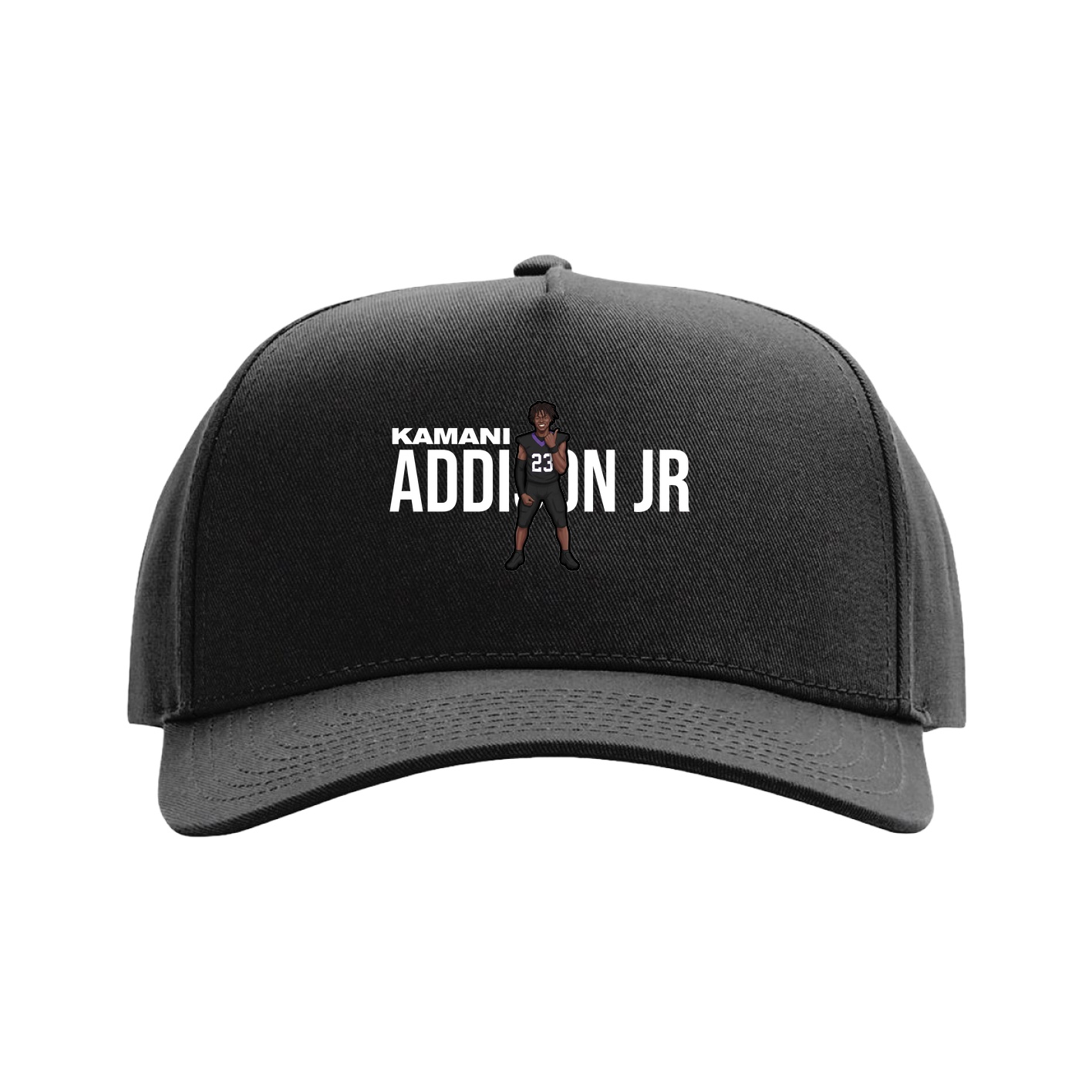 Full Fabric Five-Panel Champ Cap — Player Name in Black