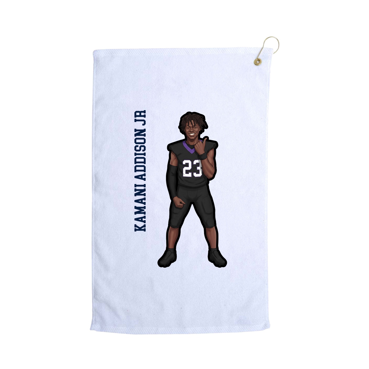 Golf Towel — Name Vertical in White