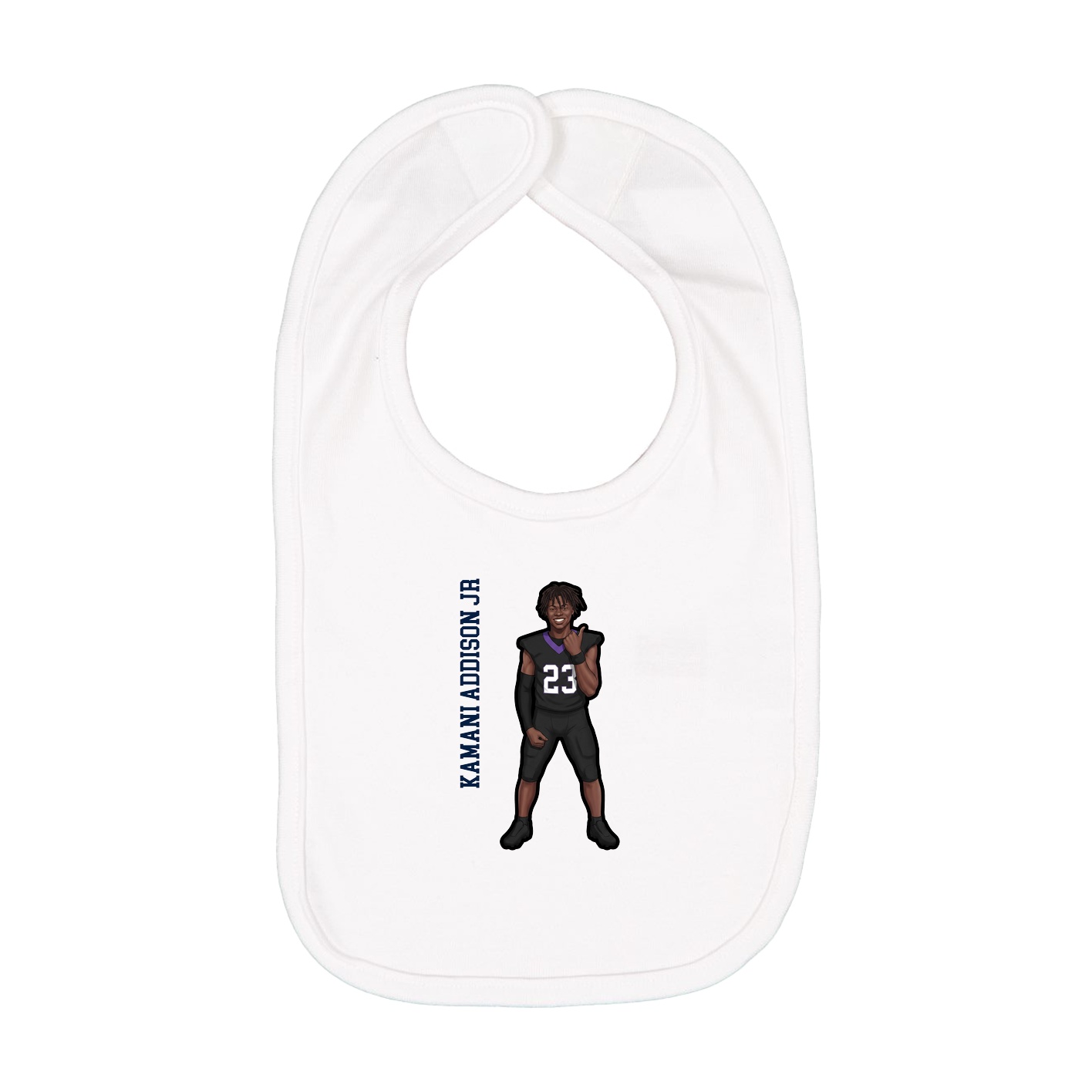 Infant Bib — Name Vertical in White