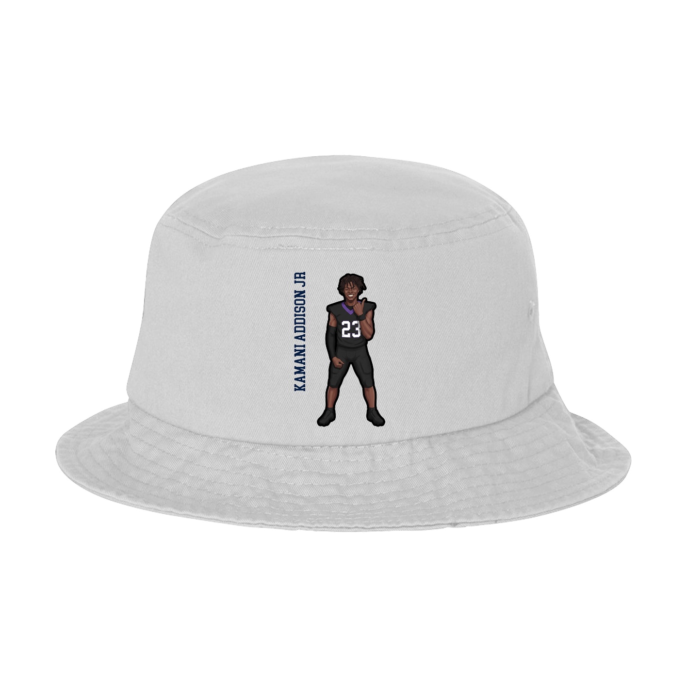Bucket Cap — Name Vertical in White