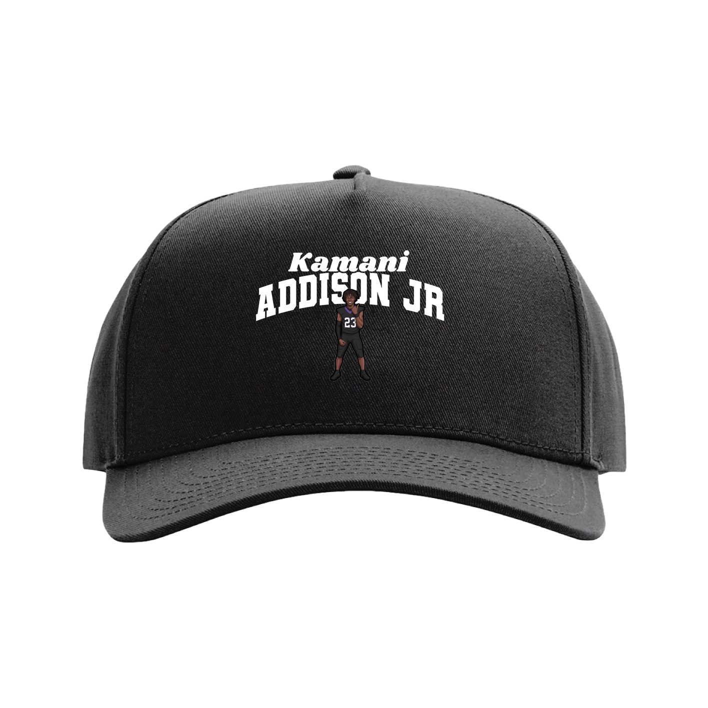 Full Fabric Five-Panel Champ Cap — Signature Arch in Black