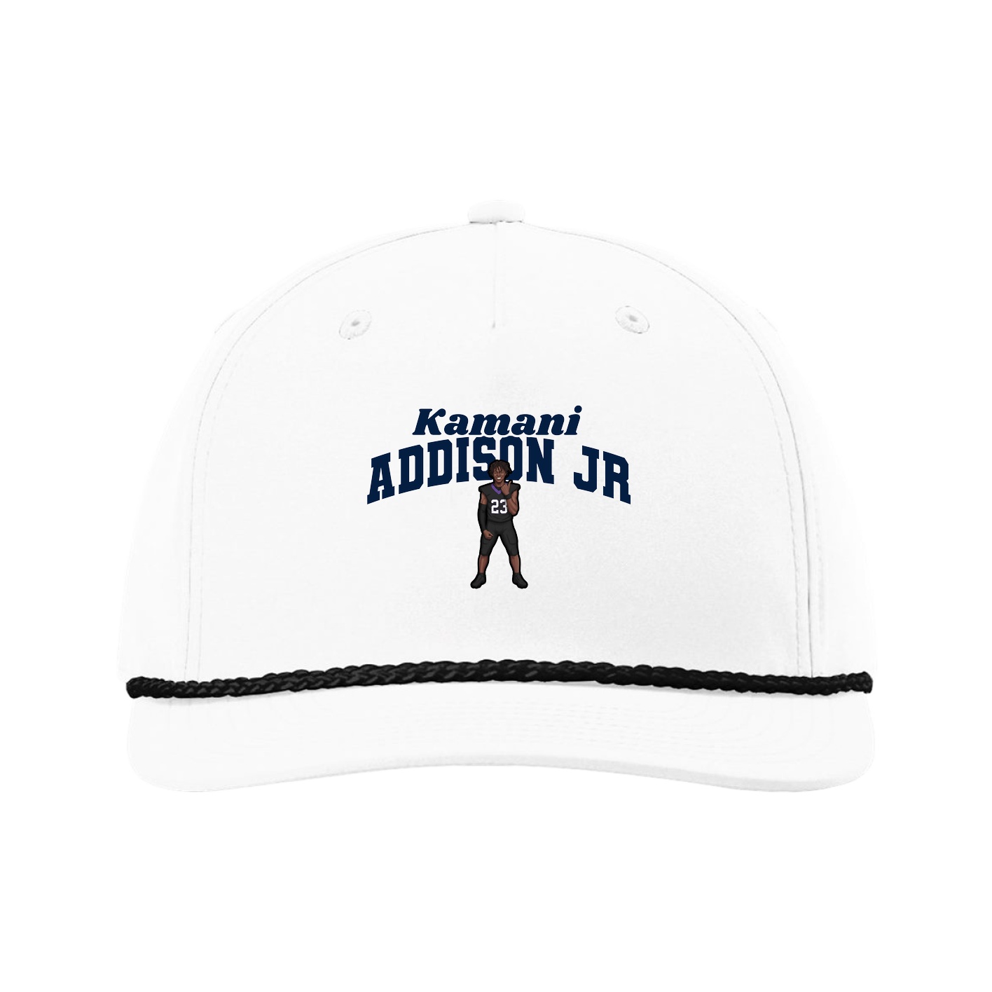 Five-Panel Classic Rope Cap — Signature Arch in White