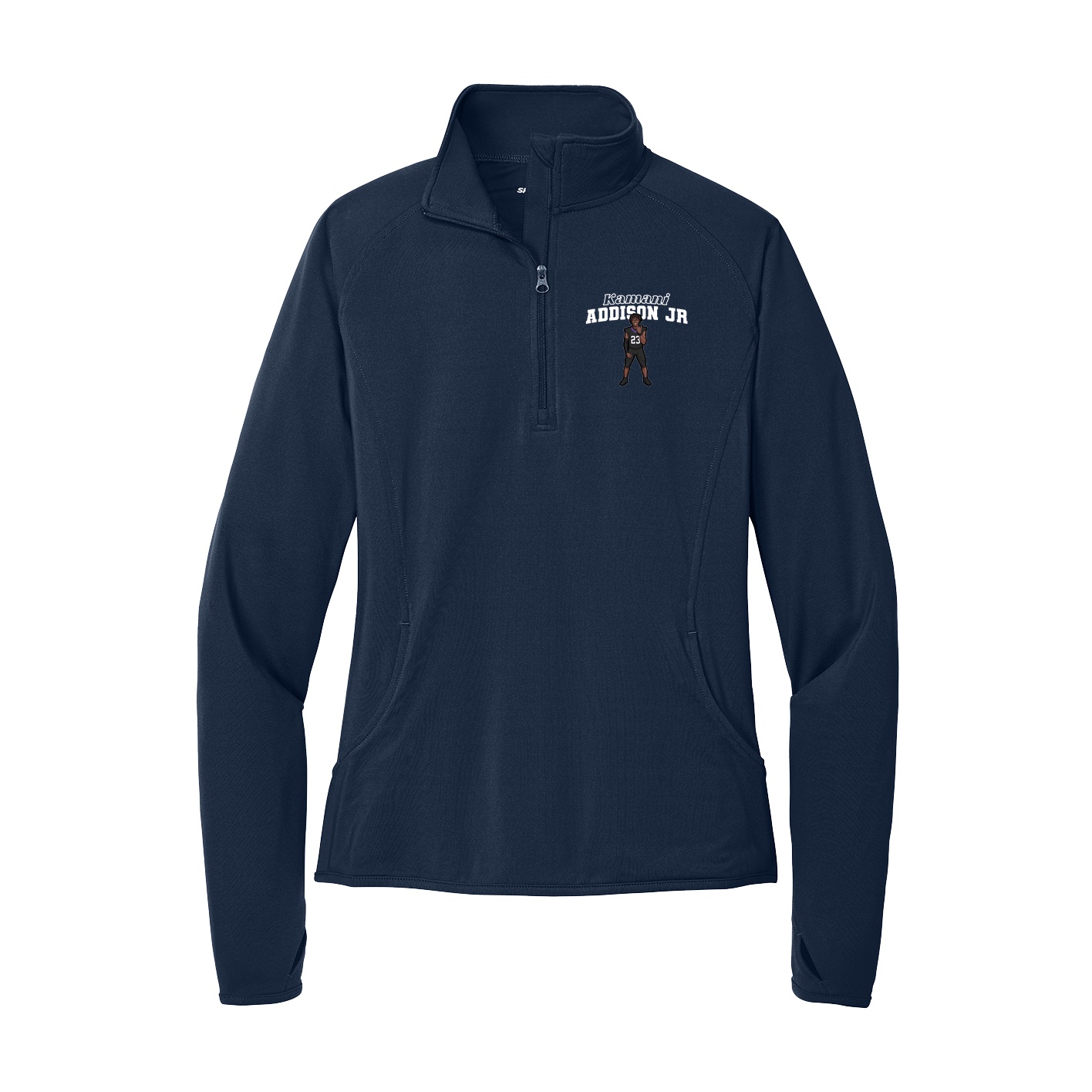 Women's Q-Zip Pullover — Name Arch in Navy