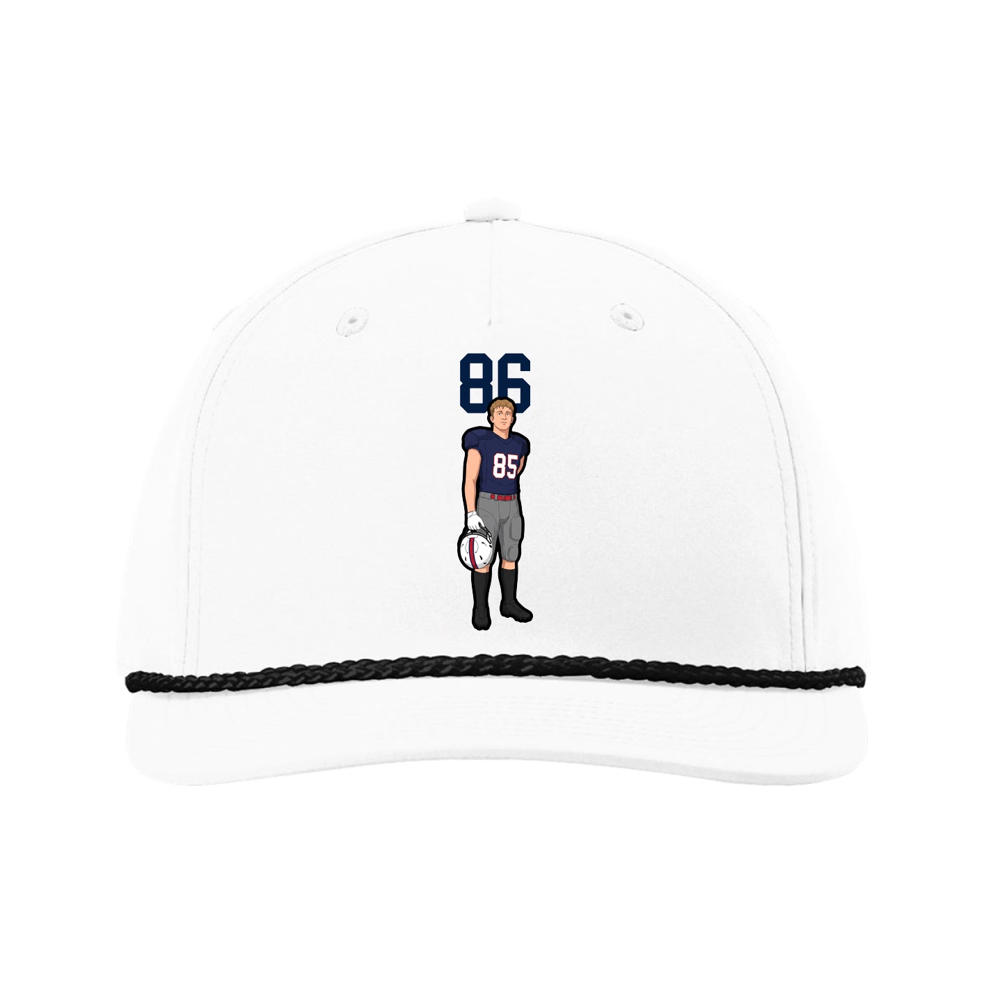 Five-Panel Classic Rope Cap — Number Top in White