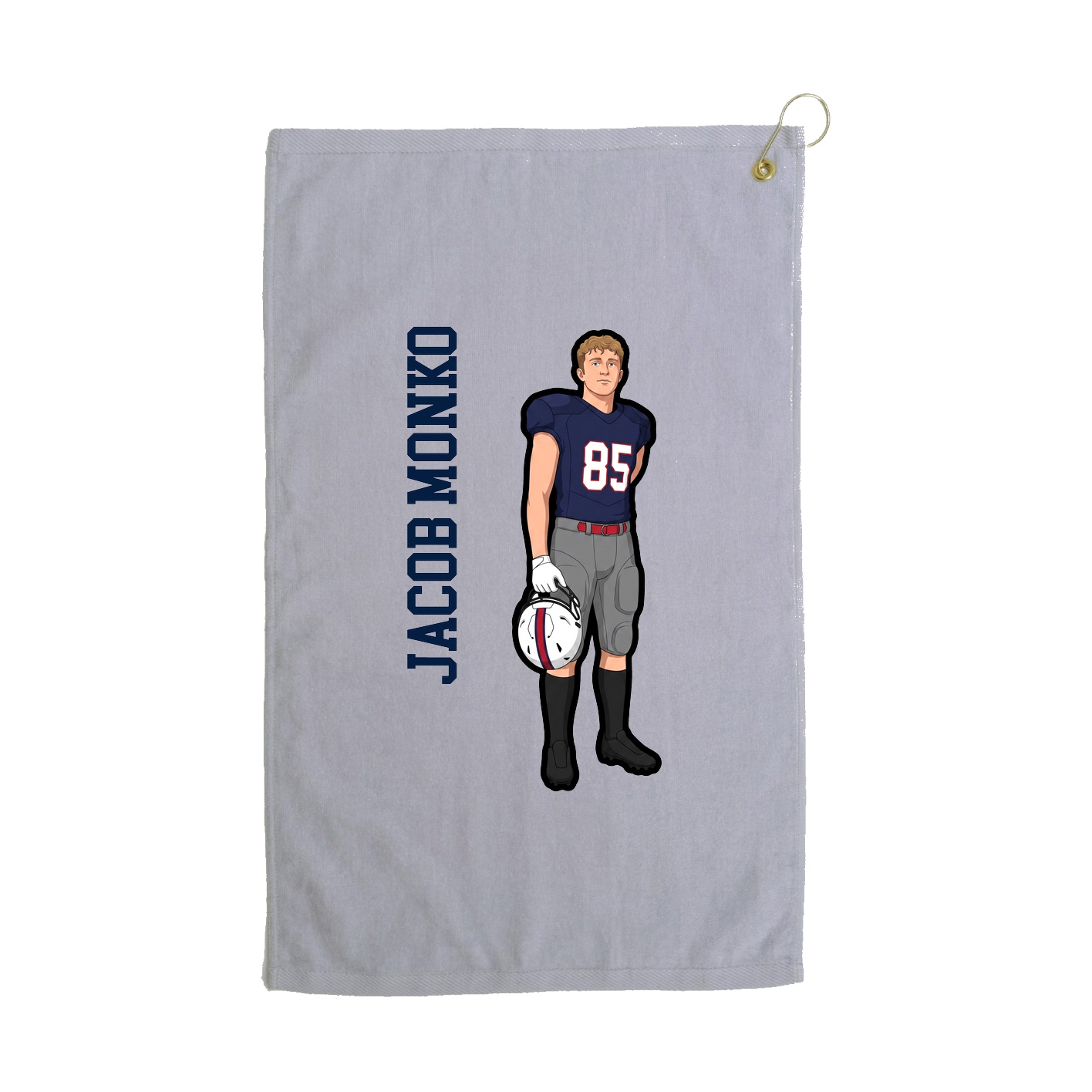 Golf Towel — Name Vertical in Grey