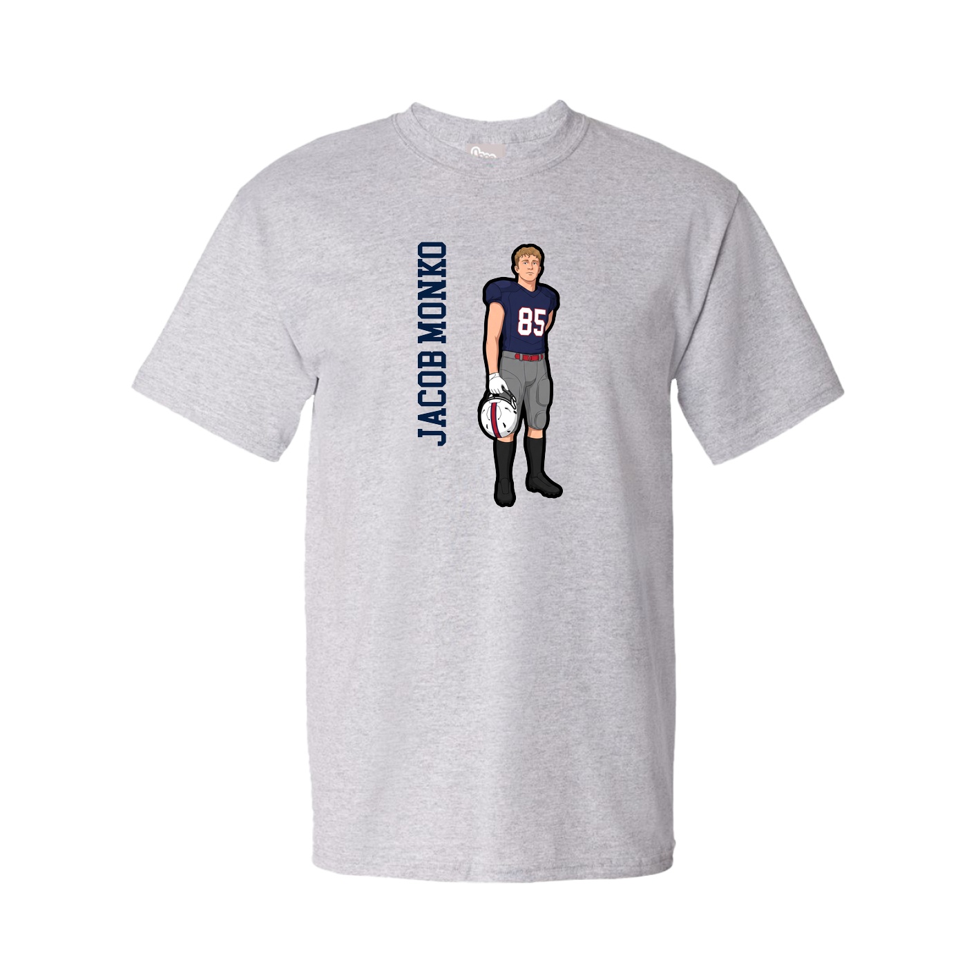 Youth Tee — Name Vertical in Grey