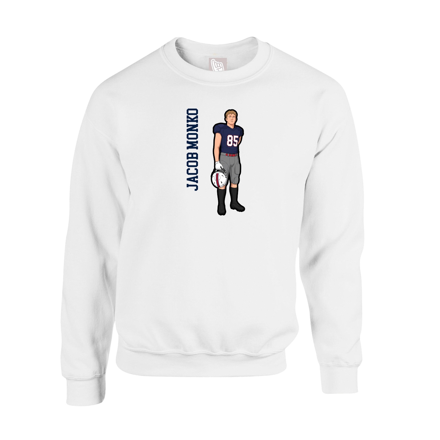 Fleece Crew — Name Vertical in White
