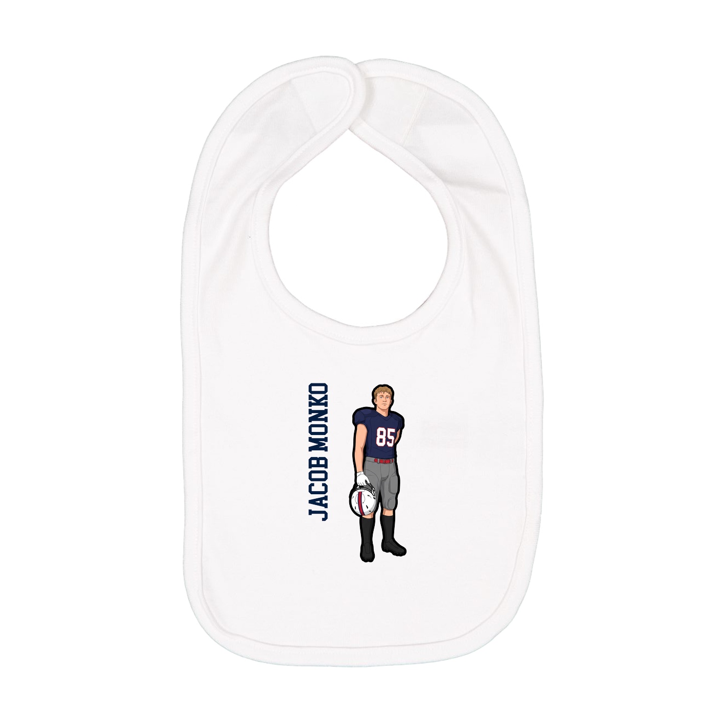Infant Bib — Name Vertical in White
