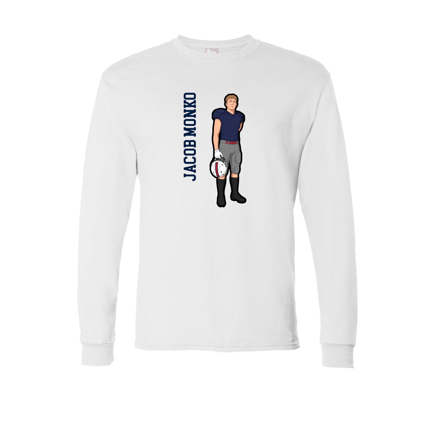 Long Sleeve Tee — Name Vertical in White