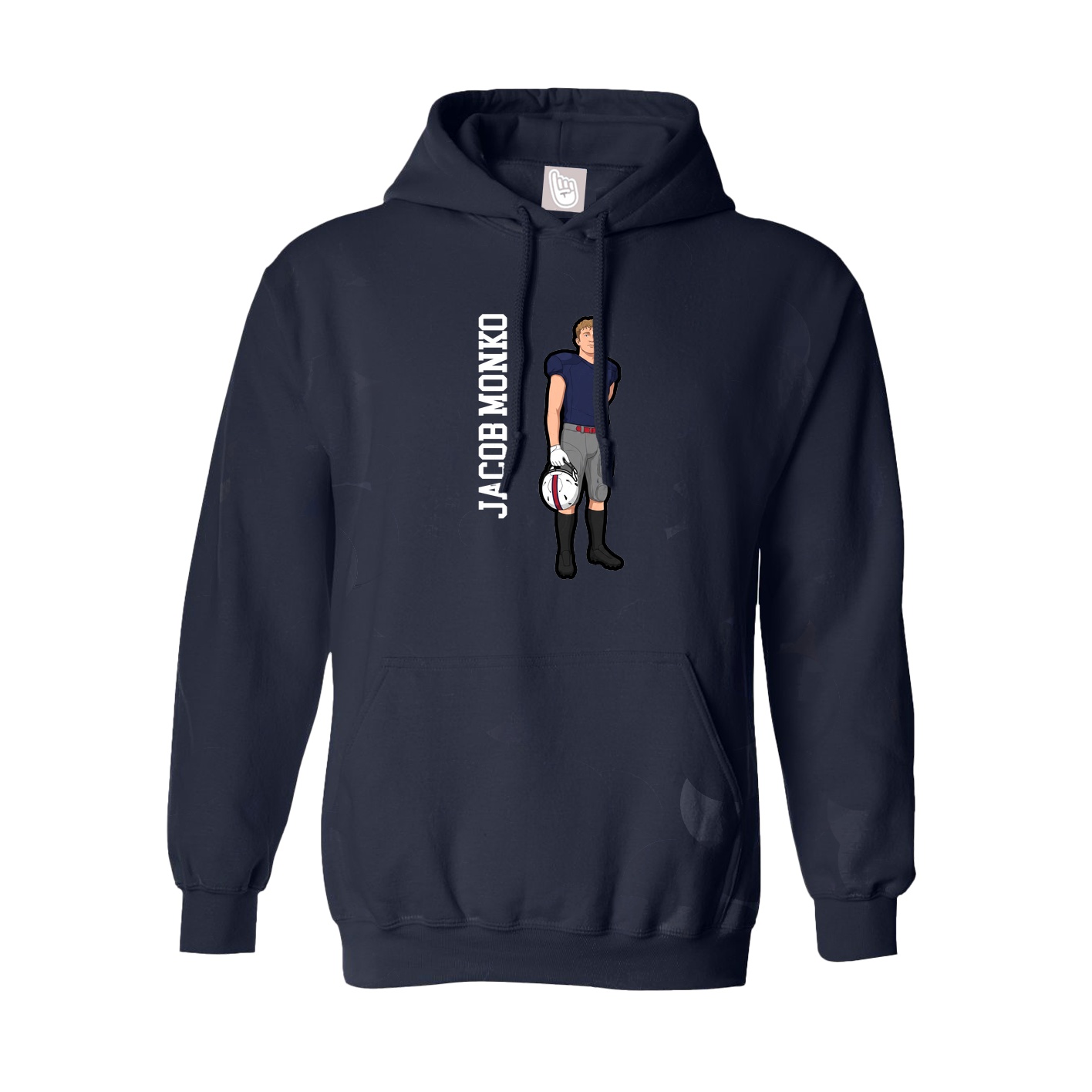 Hoodie — Name Vertical in Navy