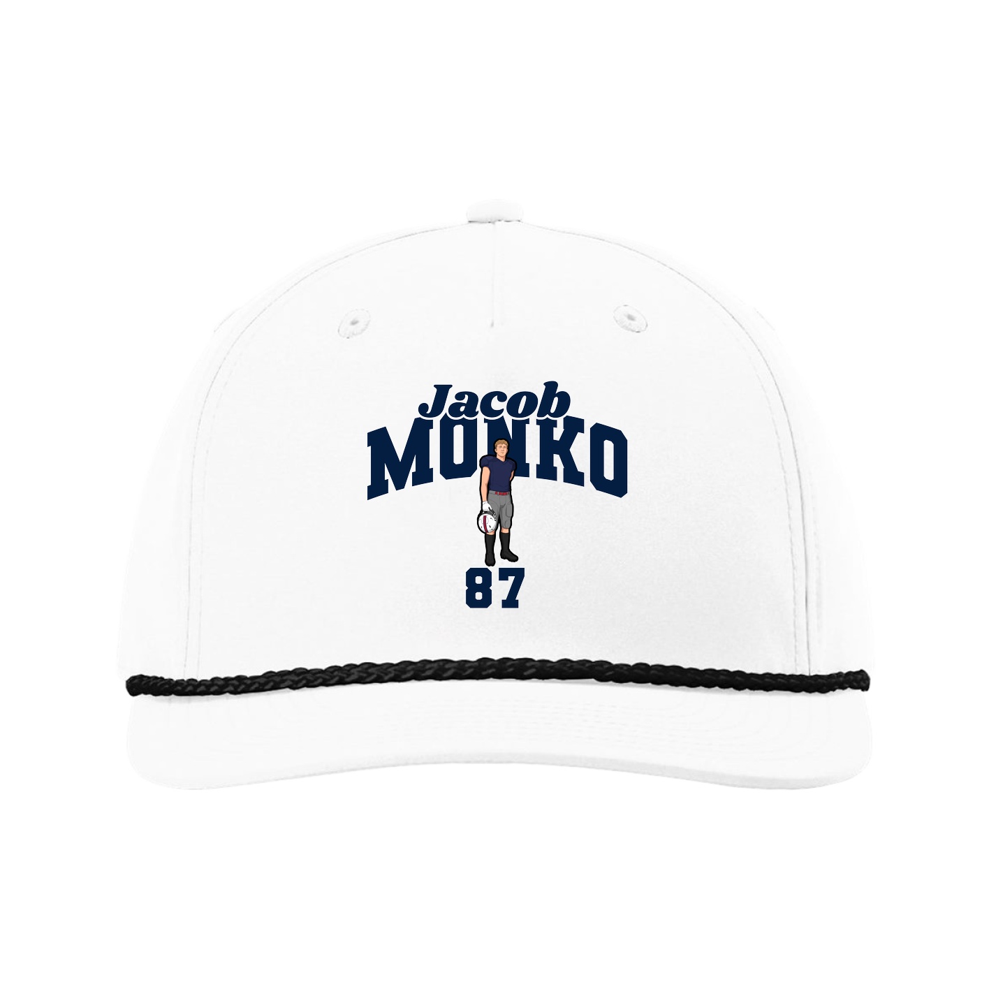 Five-Panel Classic Rope Cap — Signature Arch in White