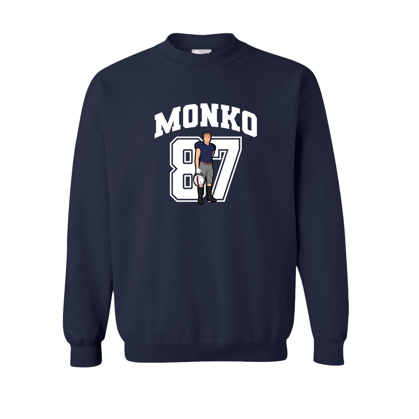Fleece Crew — Number in Navy