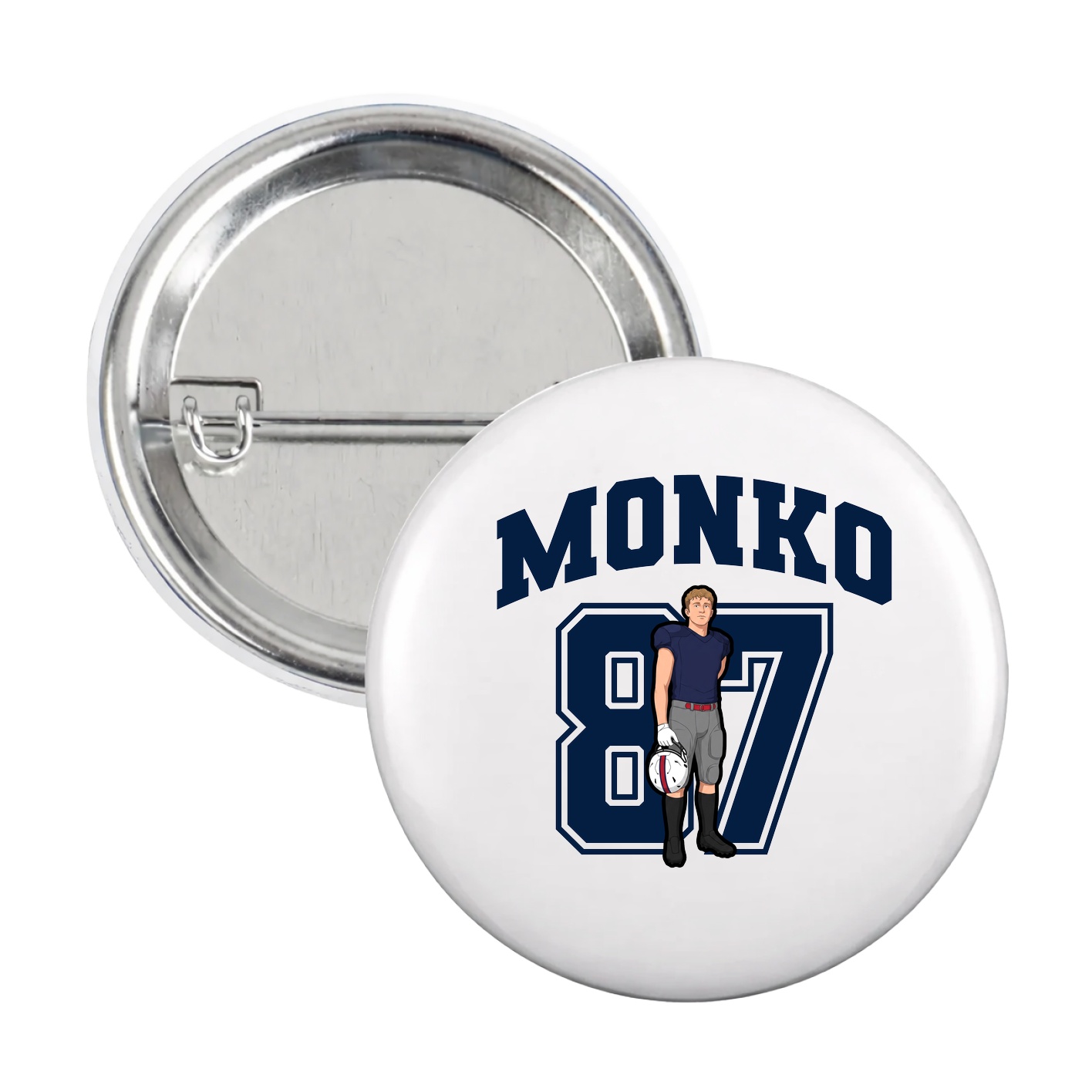 Game Day Button — Number in White