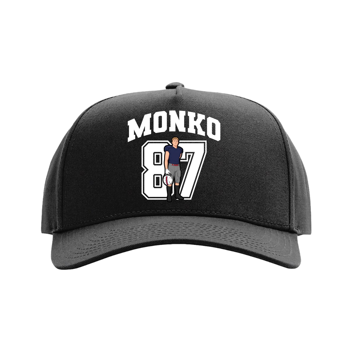 Full Fabric Five-Panel Champ Cap — Number in Black