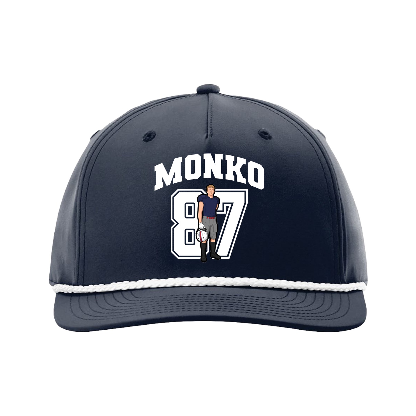 Five-Panel Classic Rope Cap — Number in Navy