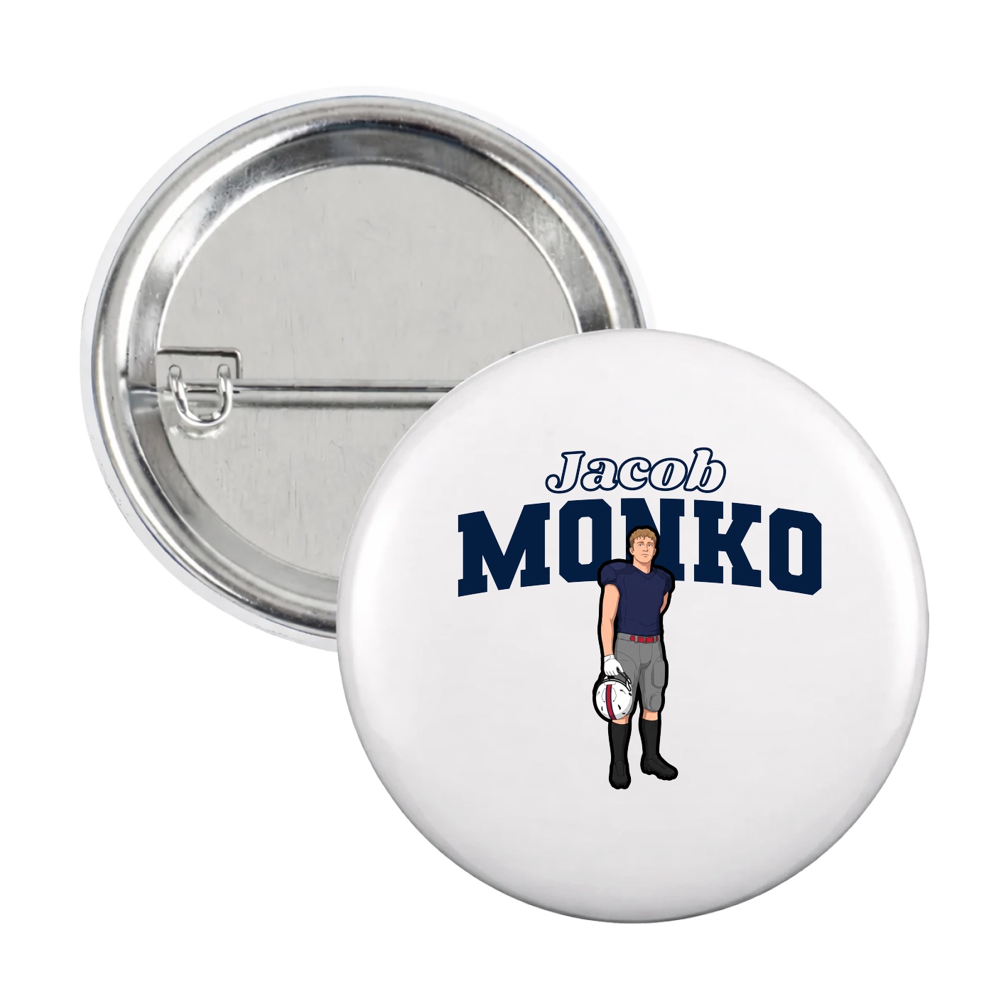 Game Day Button — Name Arch in White