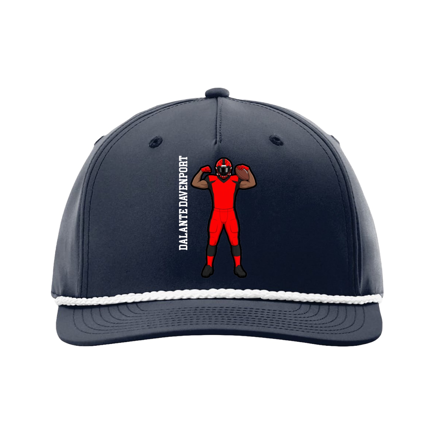 Five-Panel Classic Rope Cap — Name Vertical in Navy