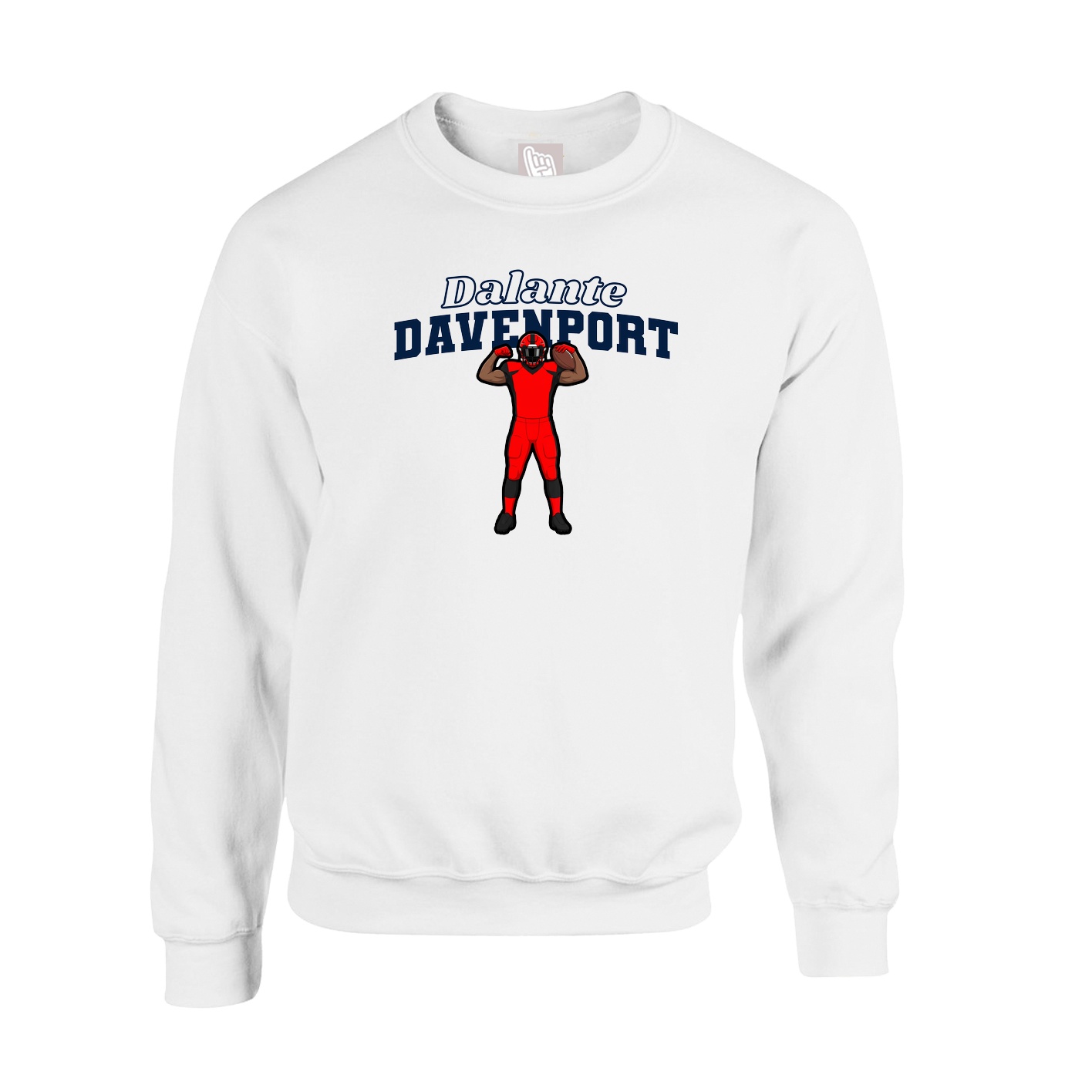 Fleece Crew — Name Arch in White
