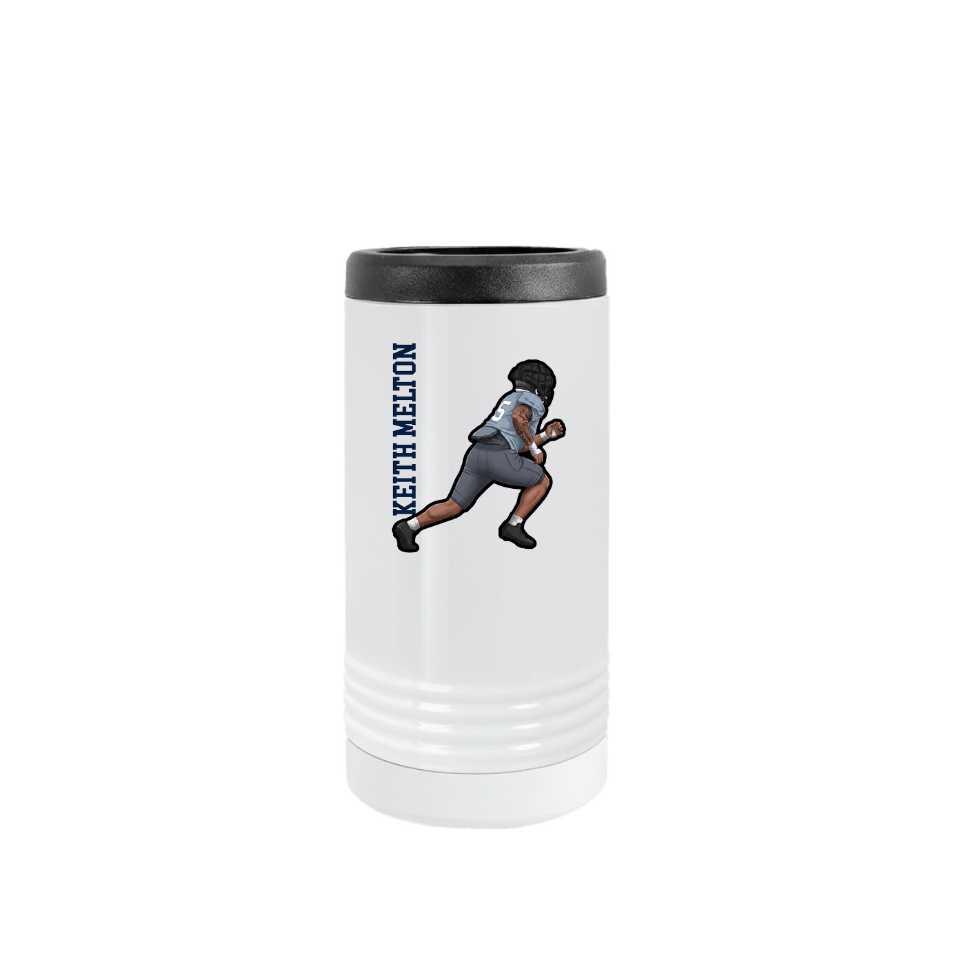 Slim Beverage Holder — Name Vertical in White