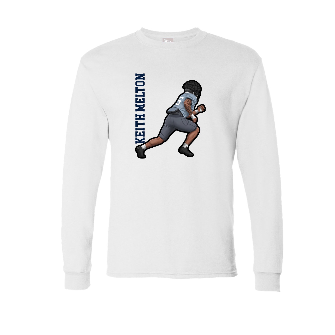 Long Sleeve Tee — Name Vertical in White