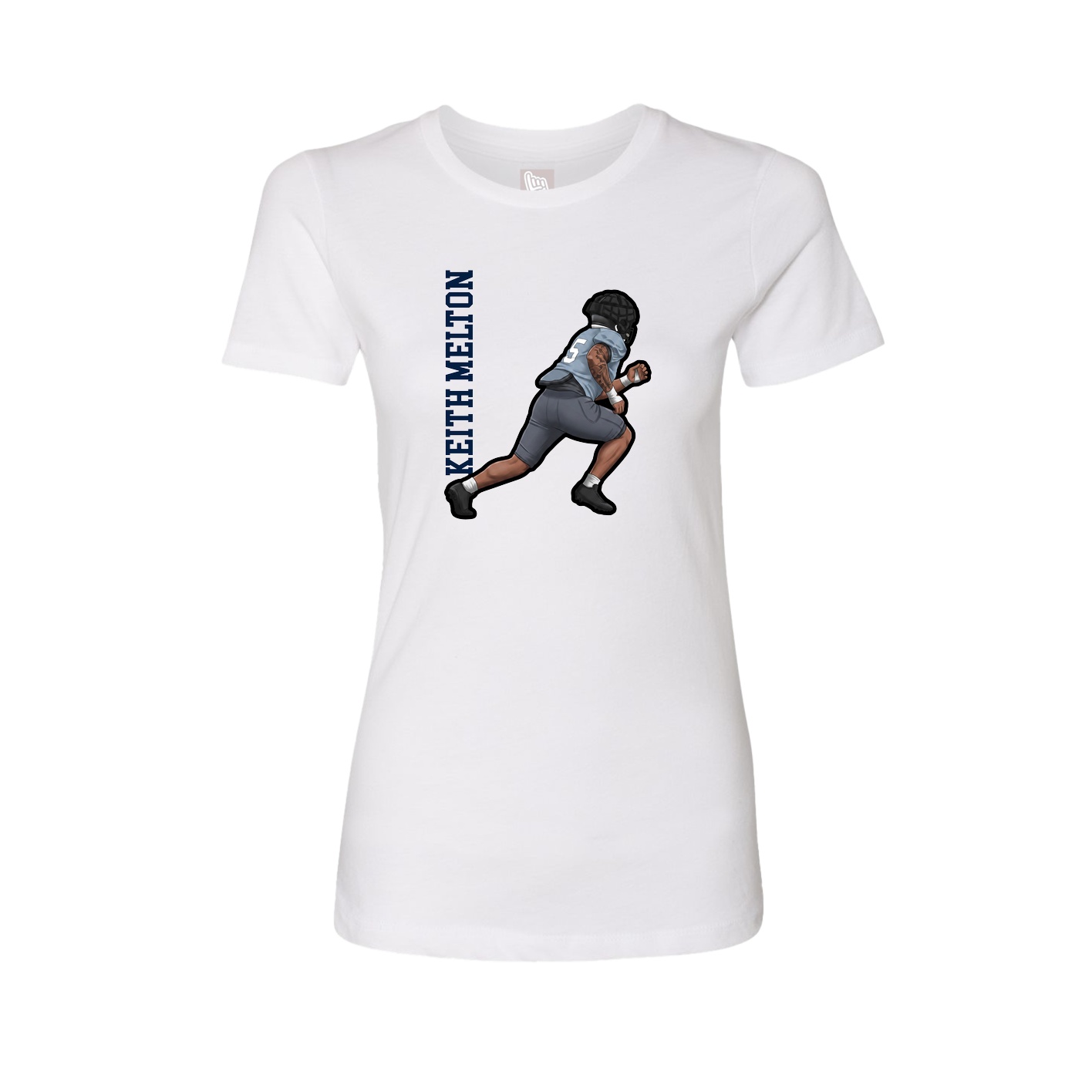 Fitted Women's Tee — Name Vertical in White
