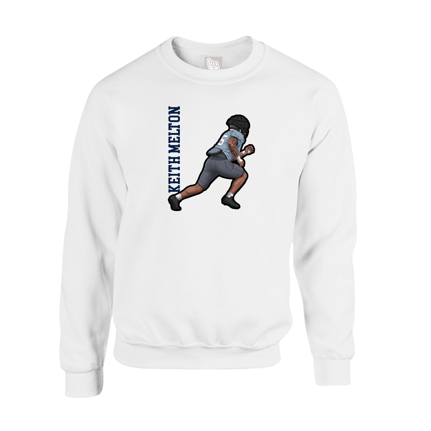 Fleece Crew — Name Vertical in White