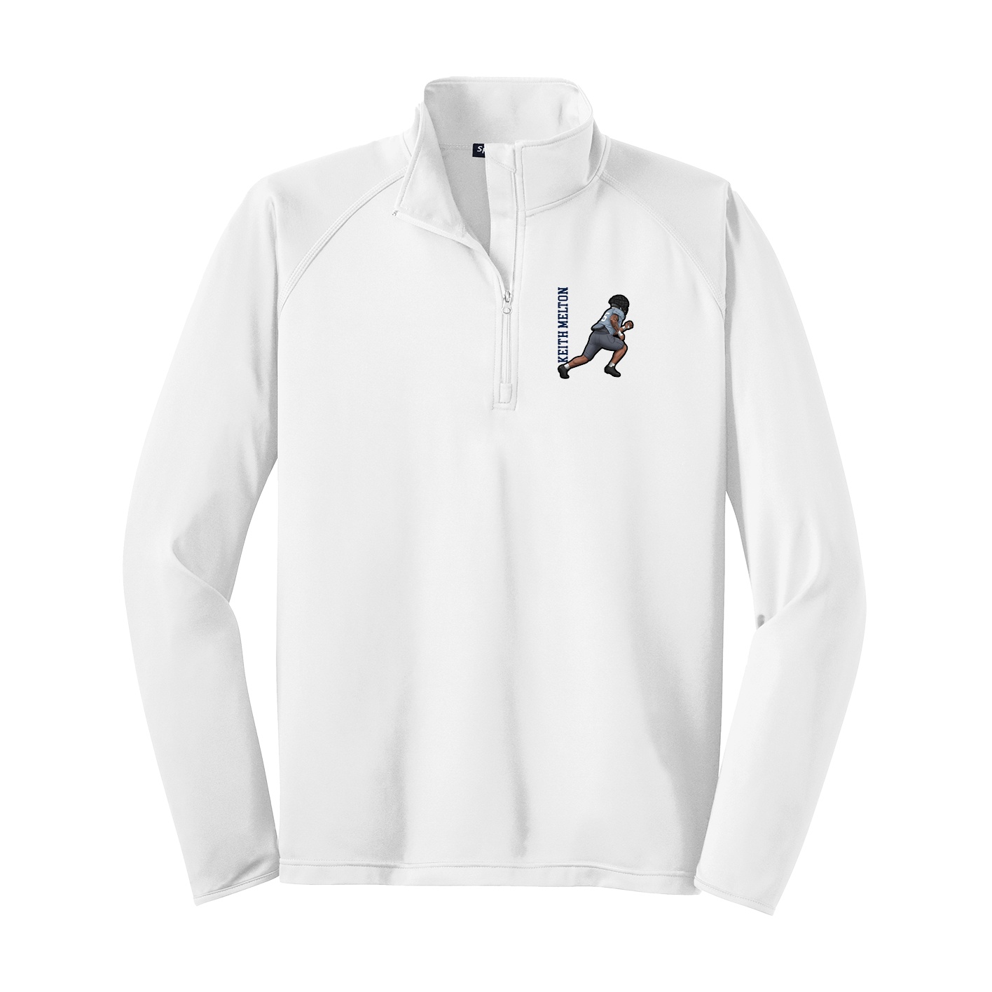 Q-Zip Pullover — Name Vertical in White