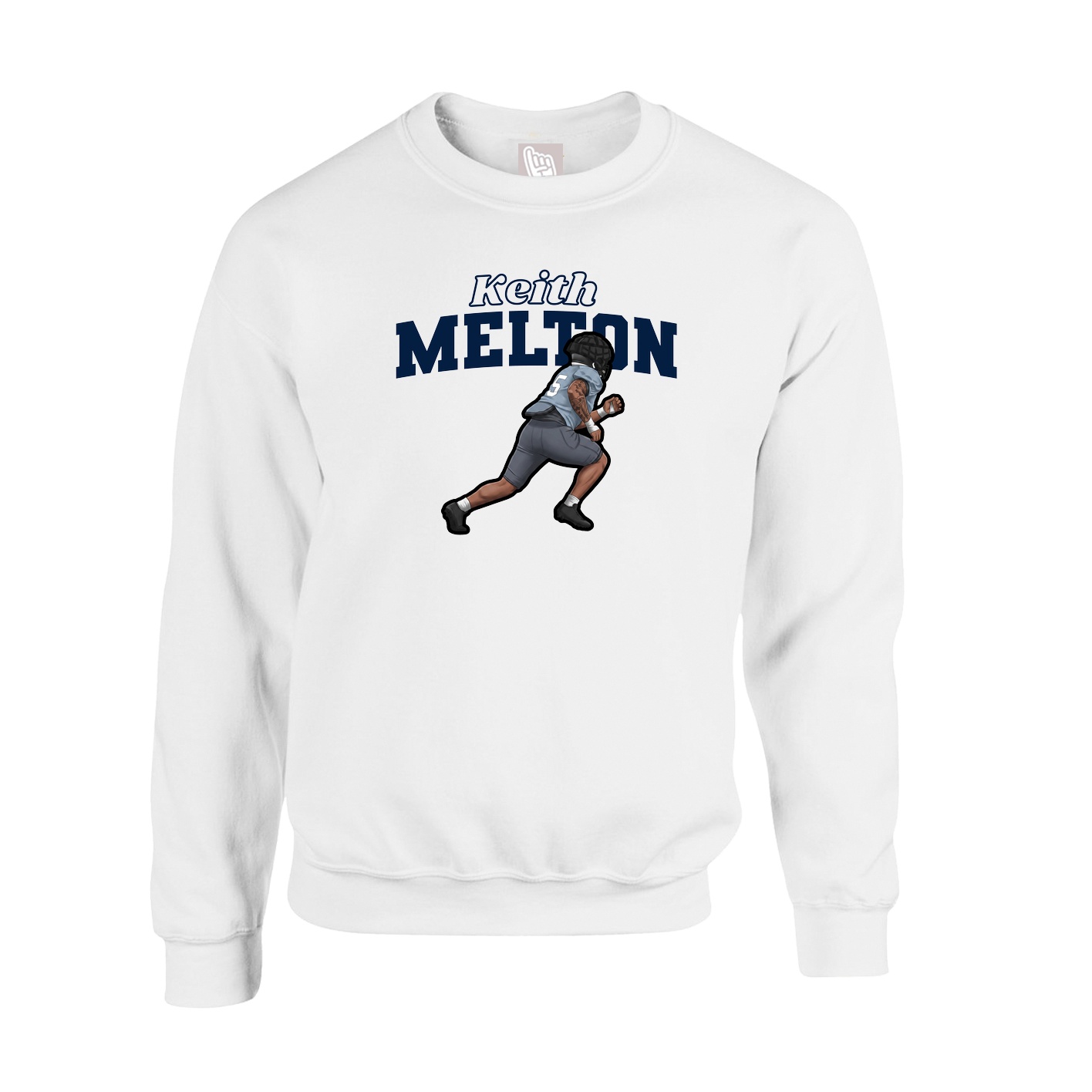 Fleece Crew — Name Arch in White