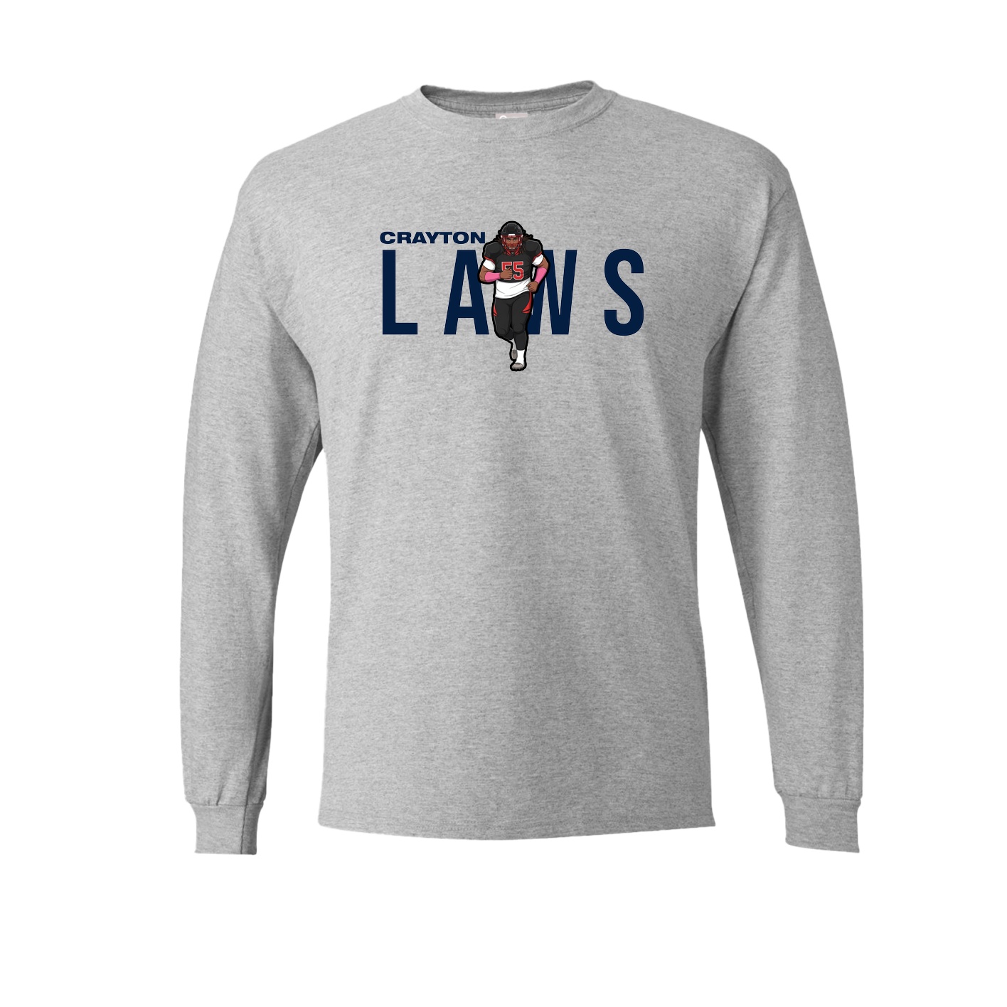 Long Sleeve Tee — Player Name in Grey
