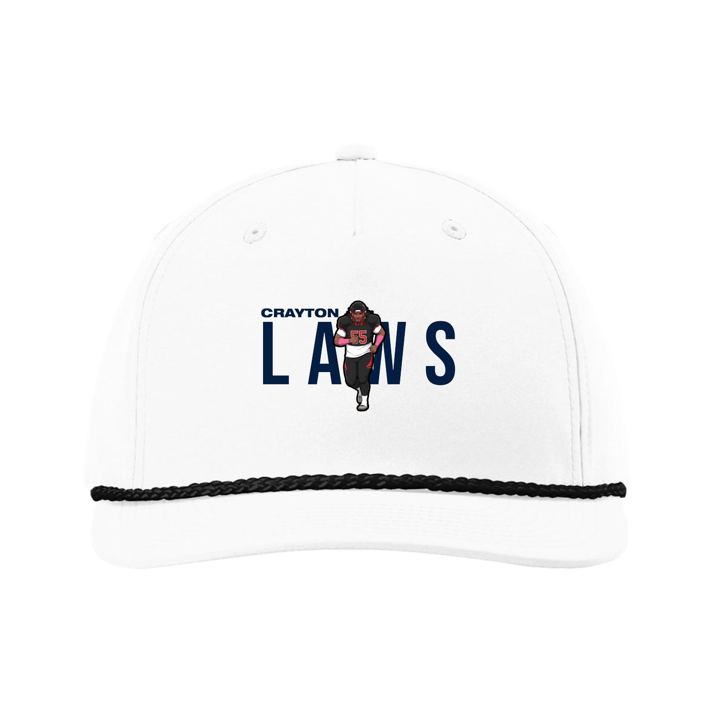 Five-Panel Classic Rope Cap — Player Name in White