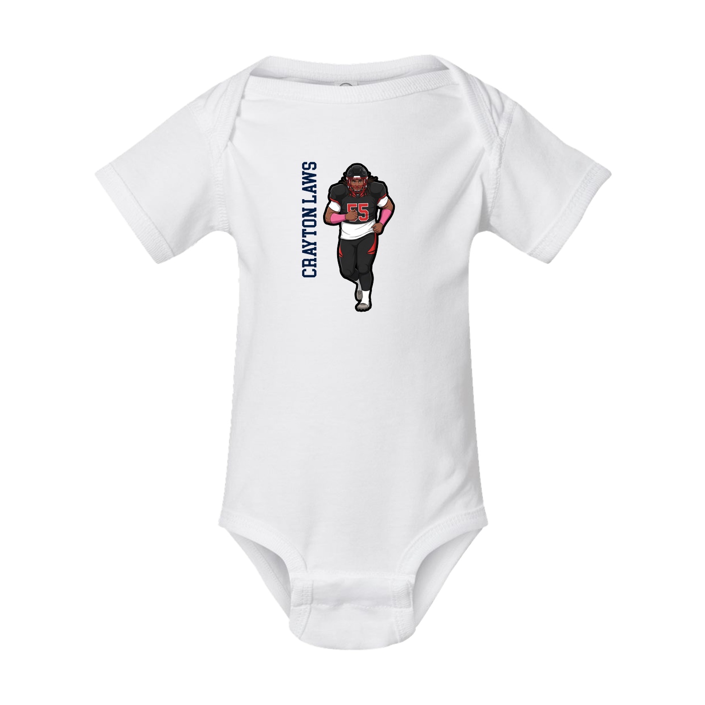 Baby Onesie — Name Vertical in White