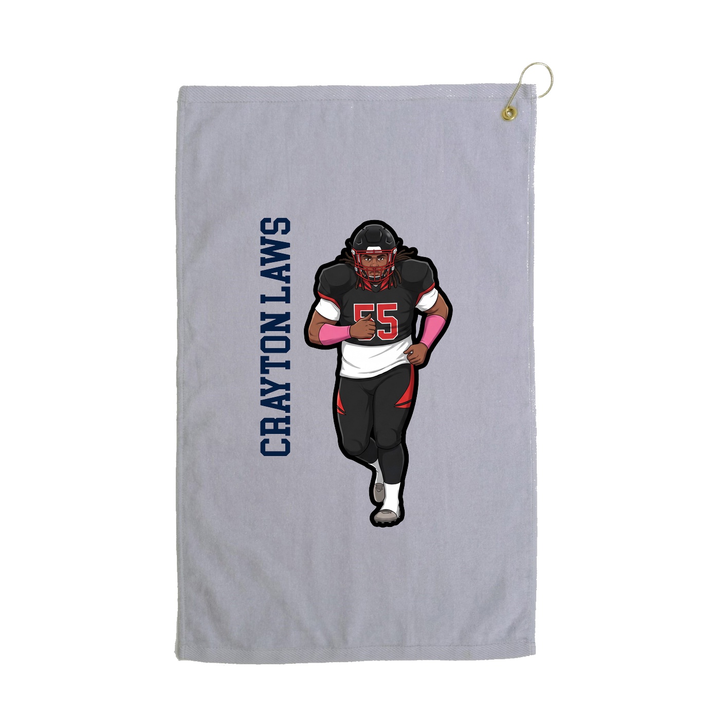 Golf Towel — Name Vertical in Grey