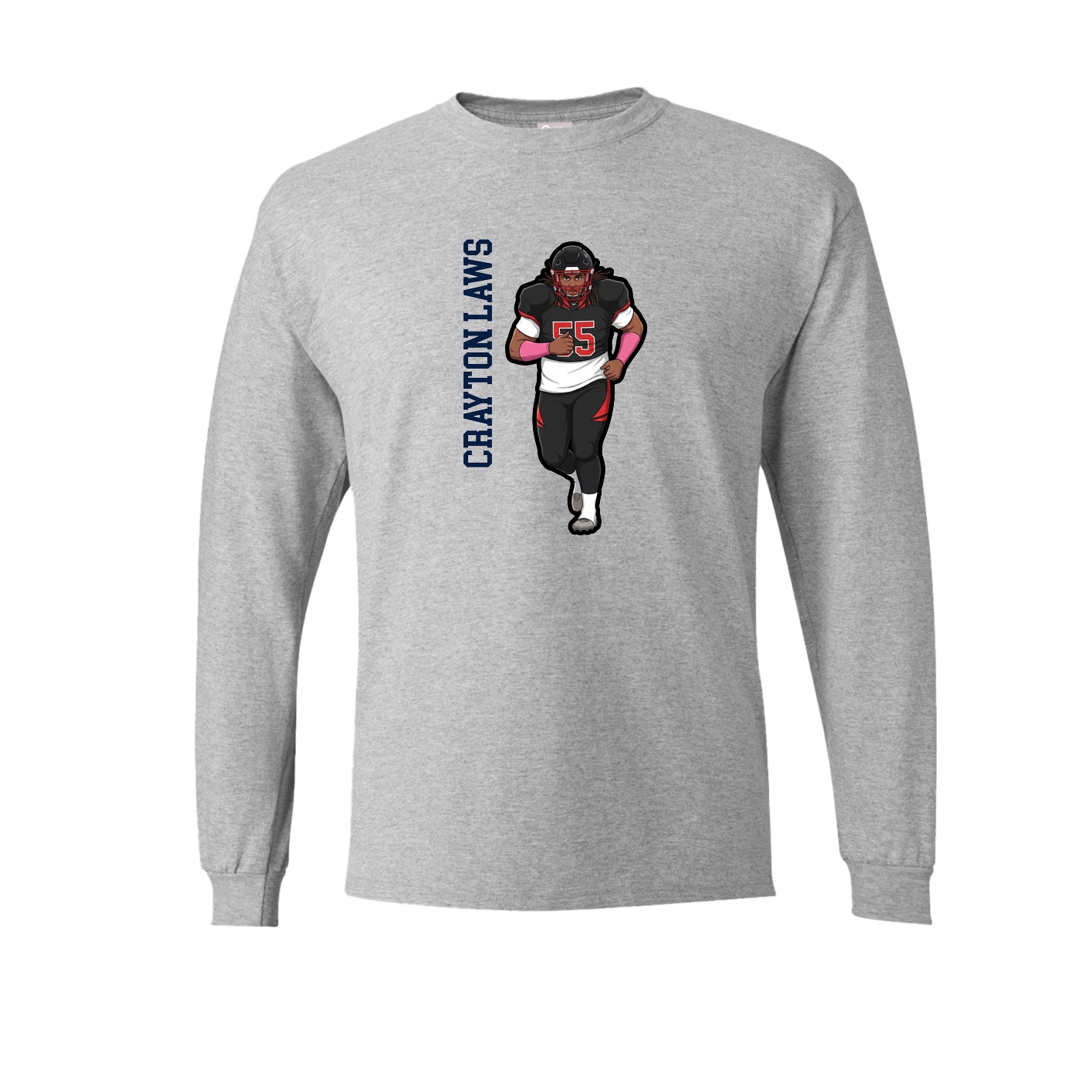Long Sleeve Tee — Name Vertical in Grey