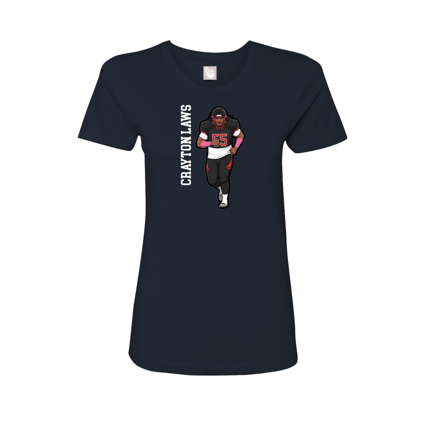 Fitted Women's Tee — Name Vertical in Navy