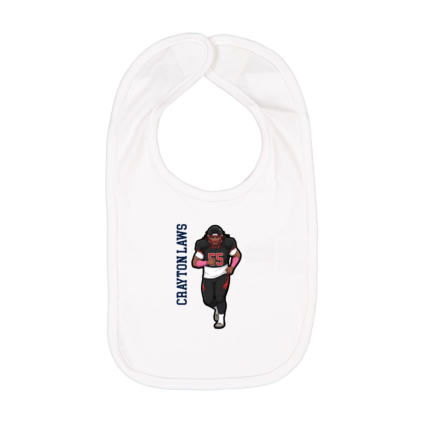 Infant Bib — Name Vertical in White