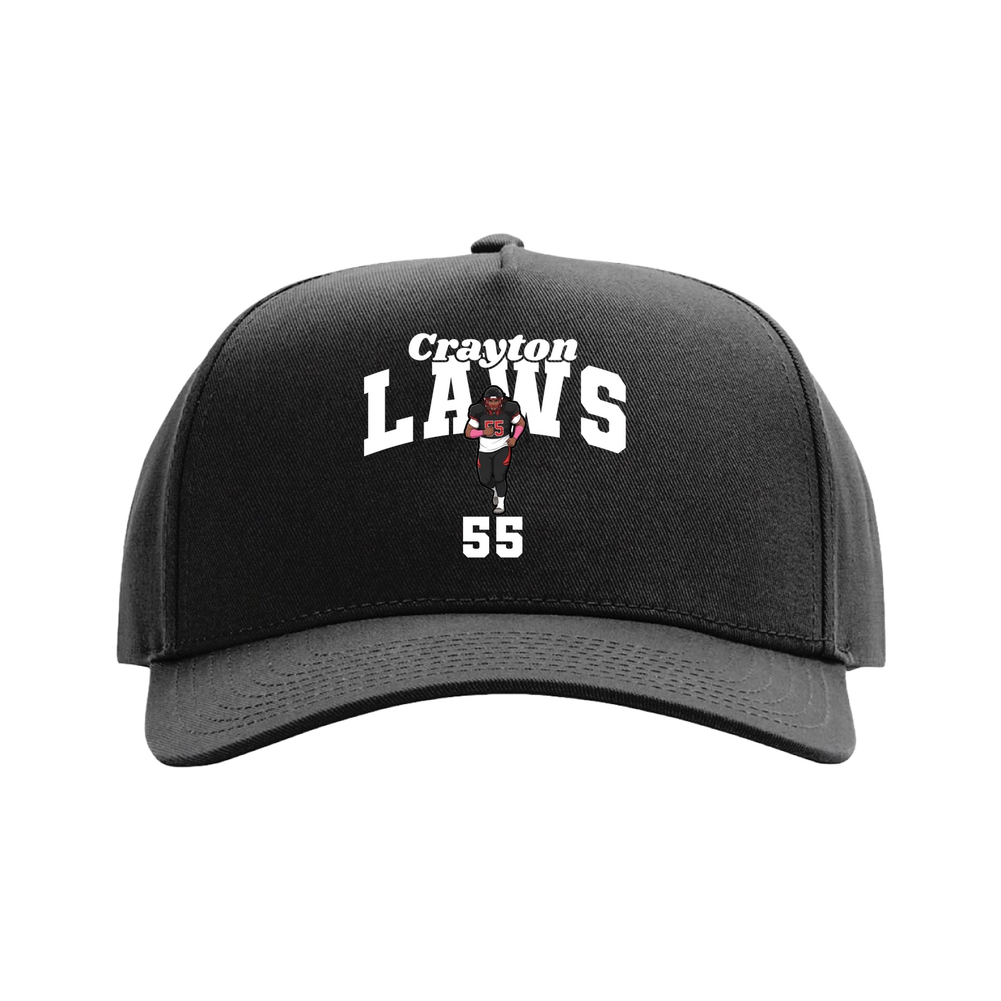 Full Fabric Five-Panel Champ Cap — Signature Arch in Black