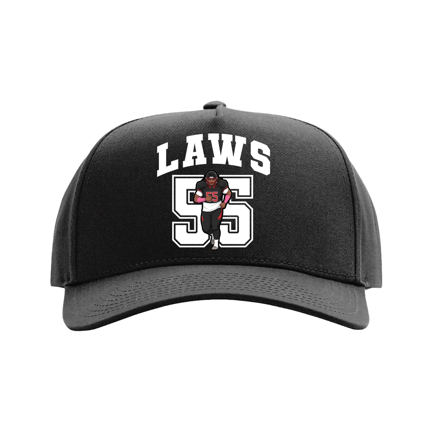 Full Fabric Five-Panel Champ Cap — Number in Black