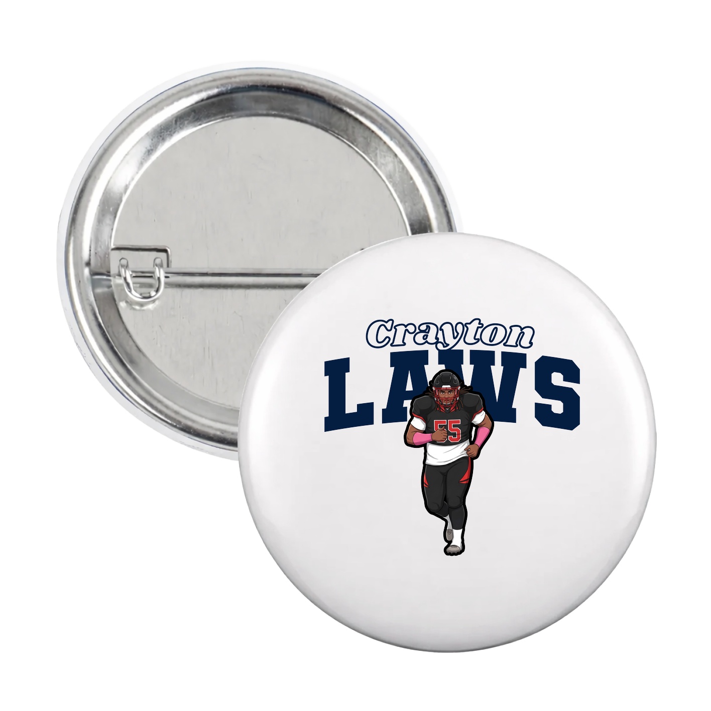 Game Day Button — Name Arch in White