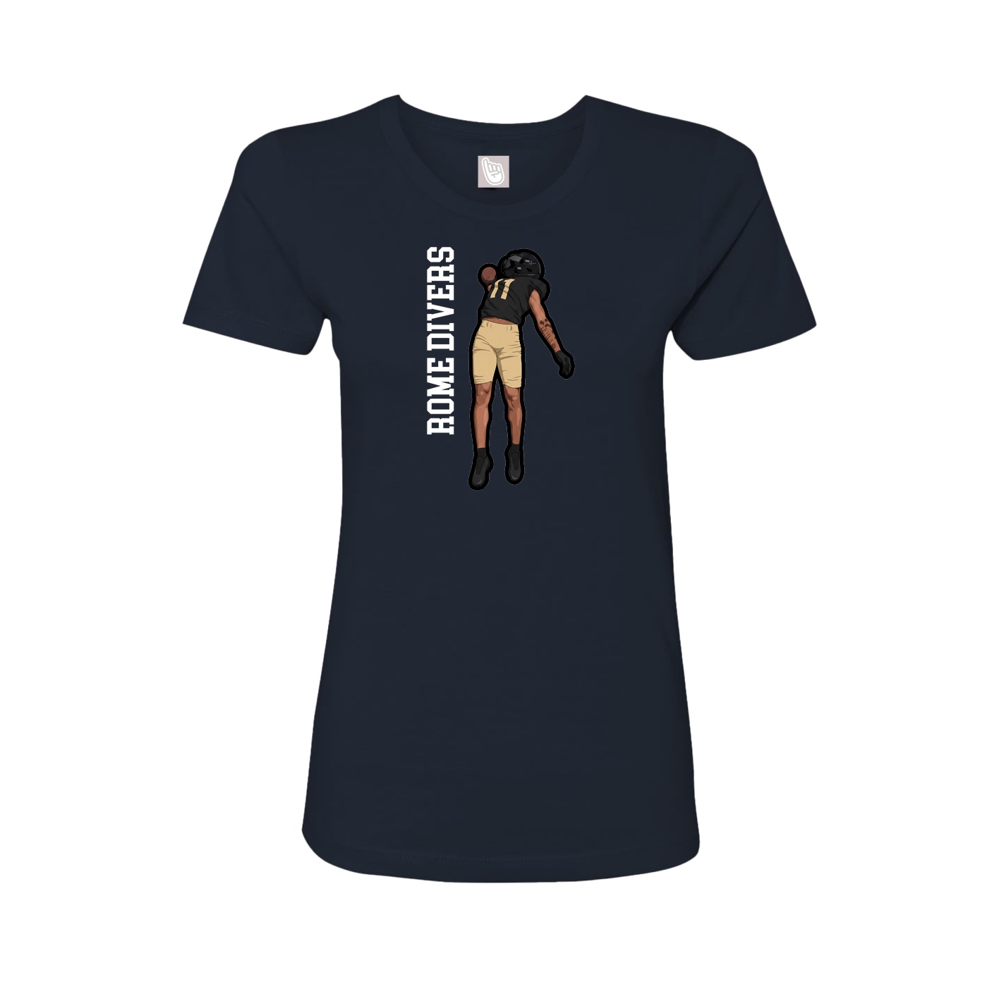 Fitted Women's Tee — Name Vertical in Navy