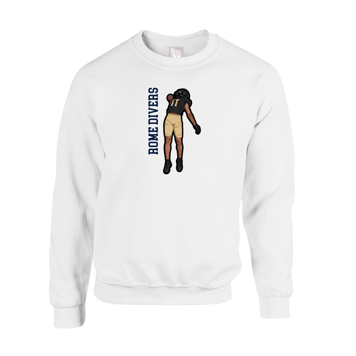 Fleece Crew — Name Vertical in White
