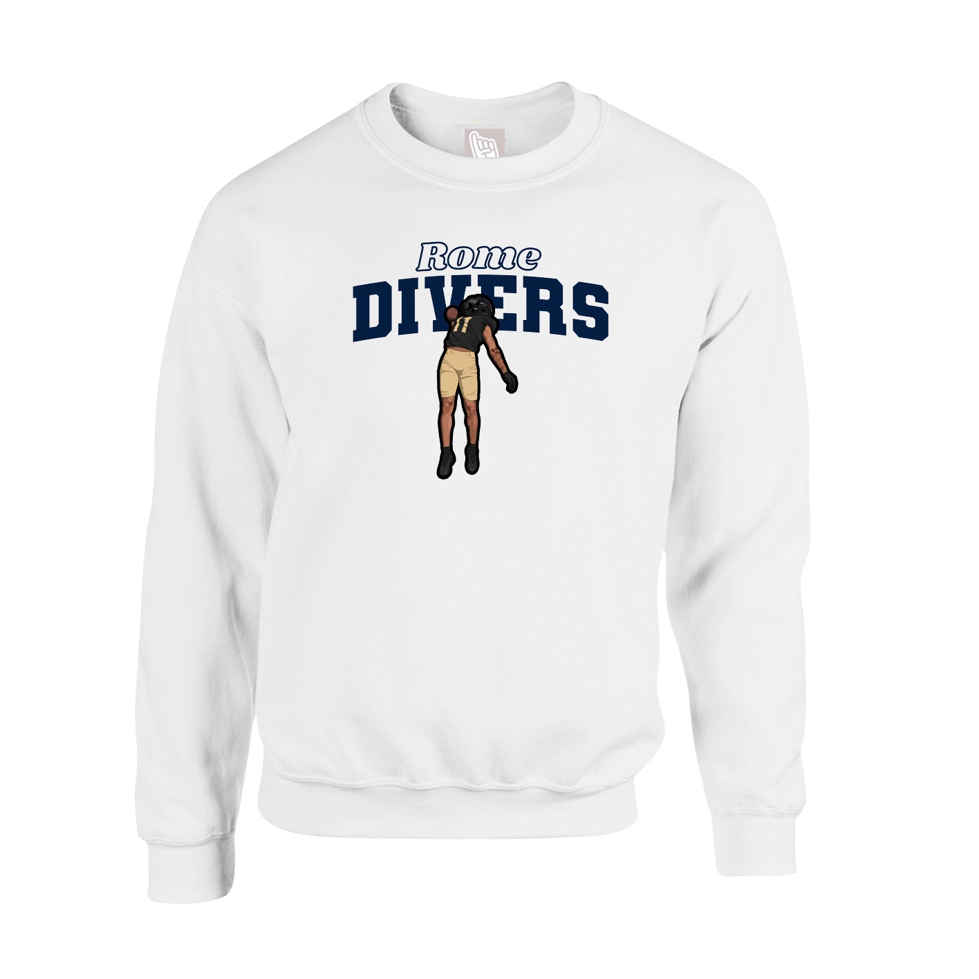 Fleece Crew — Name Arch in White