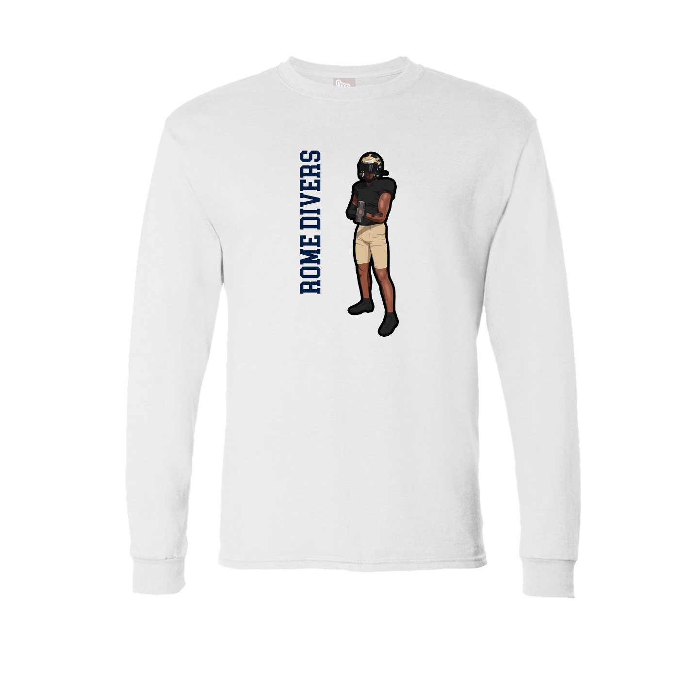 Long Sleeve Tee — Name Vertical in White