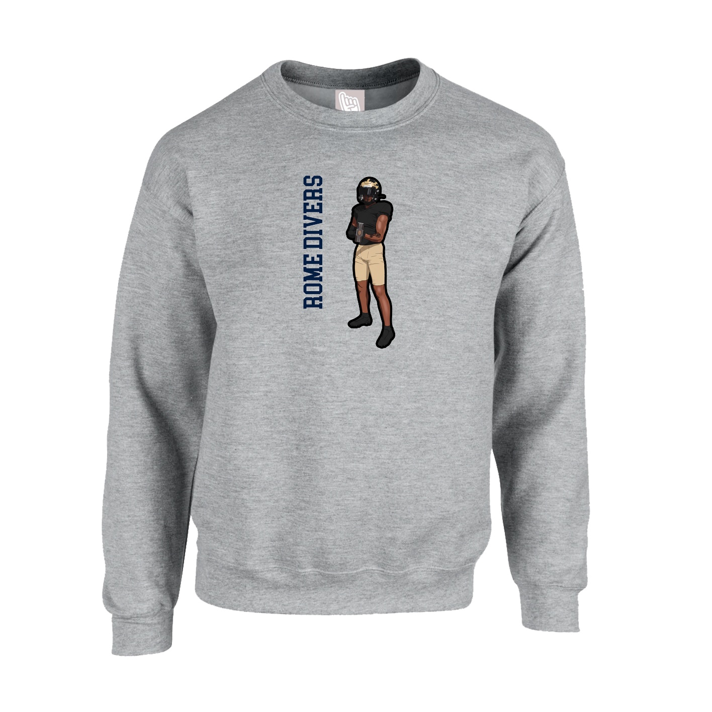 Fleece Crew — Name Vertical in Grey