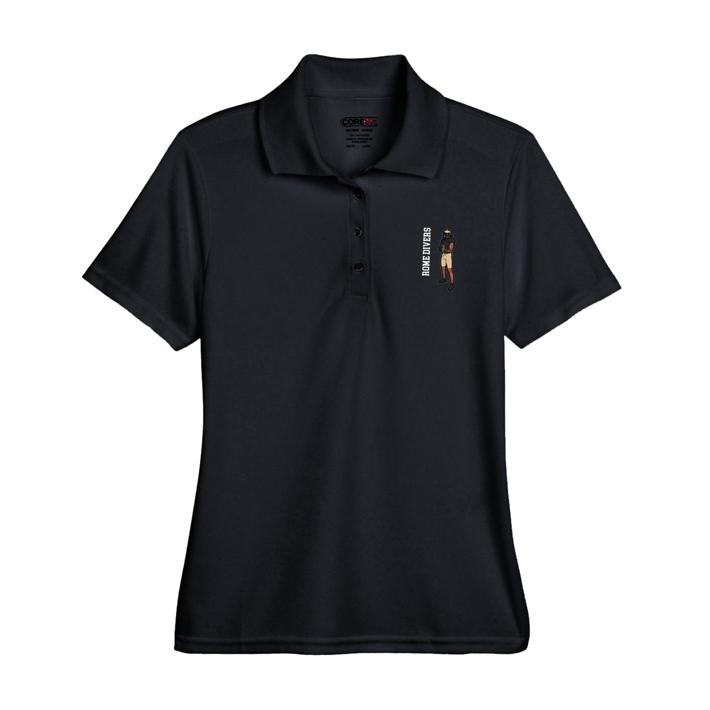 Womens Performance Polo — Name Vertical in Black