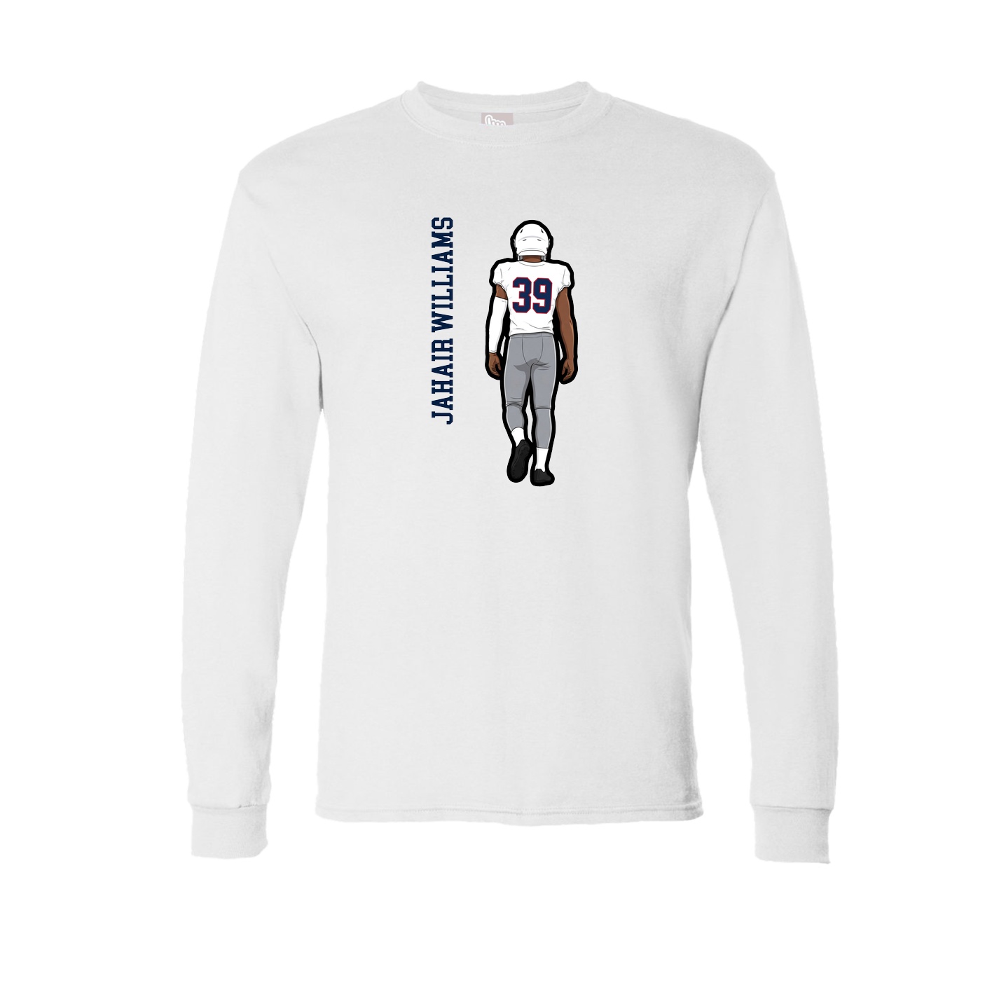 Long Sleeve Tee — Name Vertical in White
